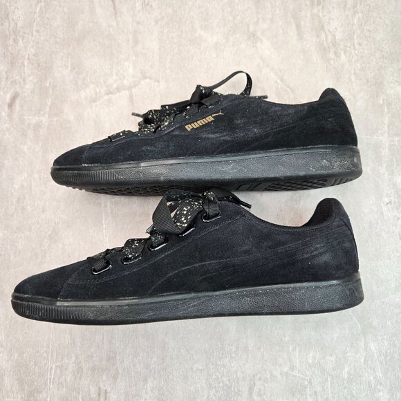 Puma Sneakers Sz 10 Black Suede Streetwear Normcore Lace Up Comfort Skate Shoes - Picture 6 of 10